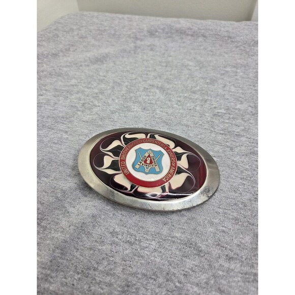 Unknown Other - Antique Carpenters Joiners Union UBC Enamel Steel Belt Buckle